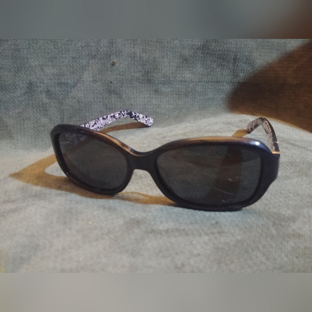 Kate Spade Black Oval Sunglasses with Patterned Arms